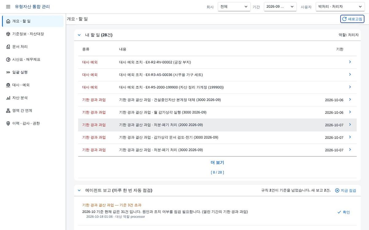 결산 단계 진행과 에이전트 보고 결산 단계 진행과 에이전트 보고