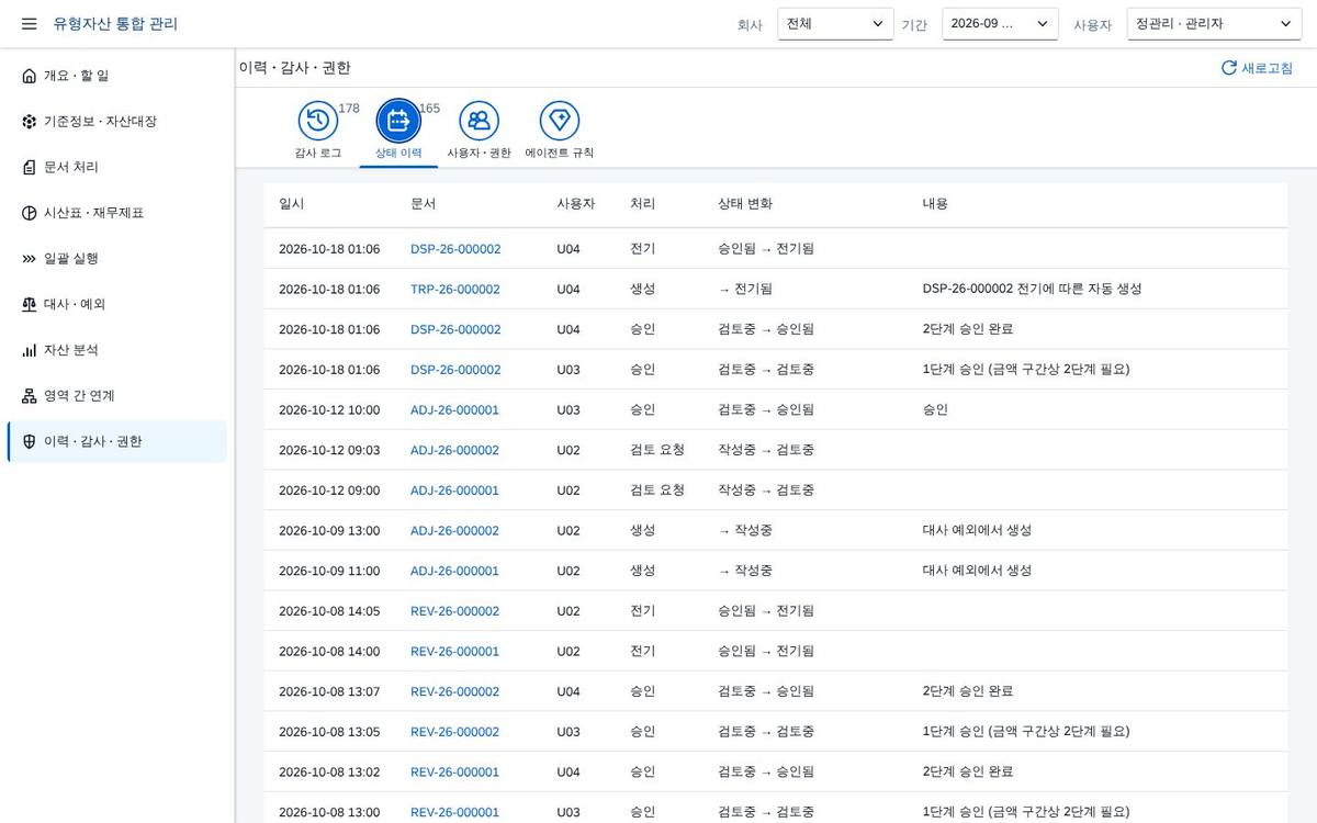상태 이력 상태 이력
