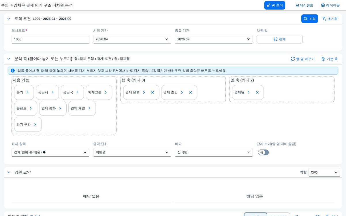 조회 조건 — 조회 전의 첫 화면
