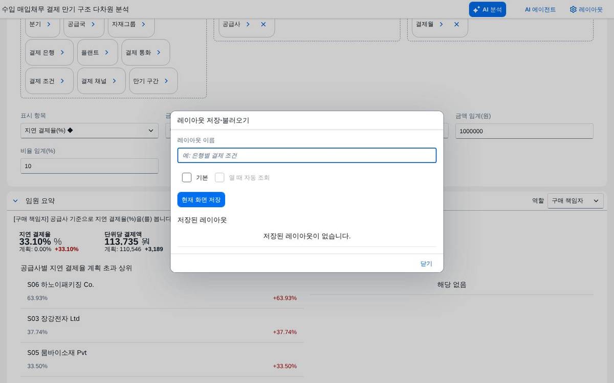 레이아웃 — 저장 목록