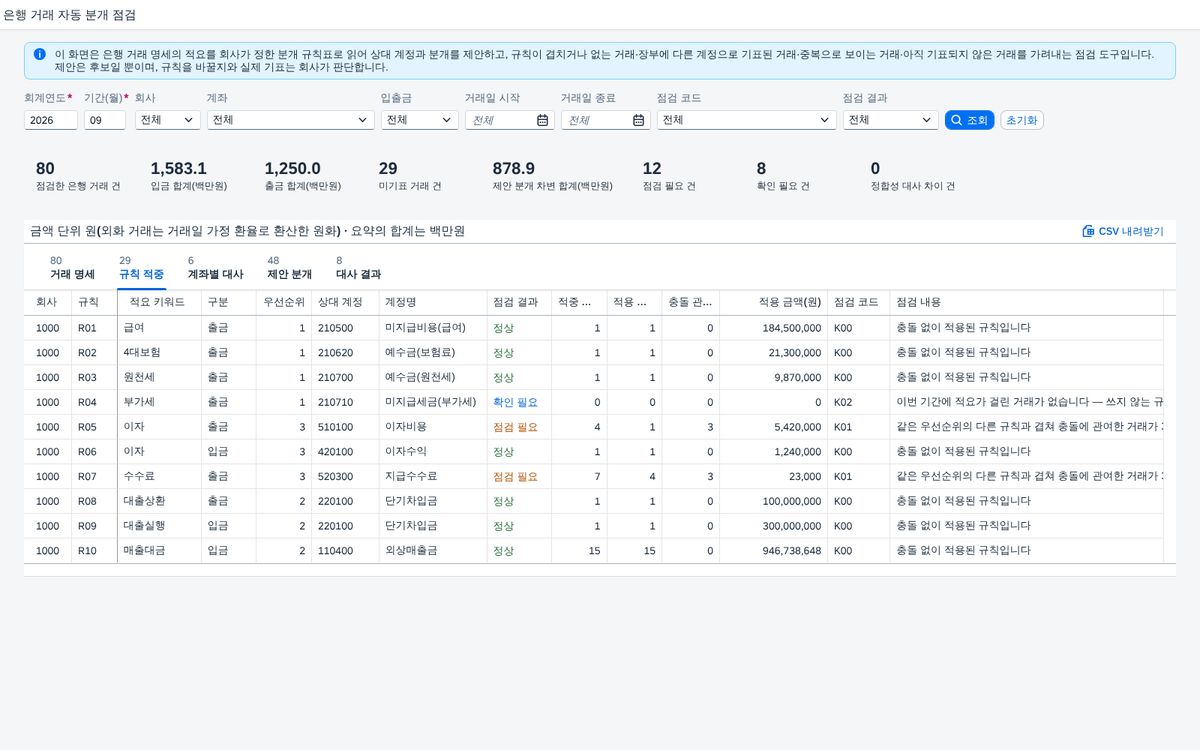 규칙 적중 탭 — 규칙별 적중 · 적용 · 충돌 규칙 적중 탭 — 규칙별 적중 · 적용 · 충돌