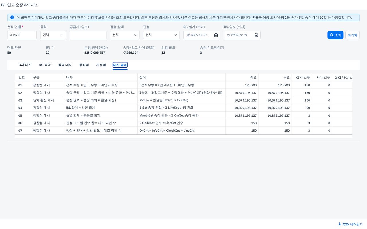 대사 결과 — 스스로 한 검산 대사 결과 — 스스로 한 검산