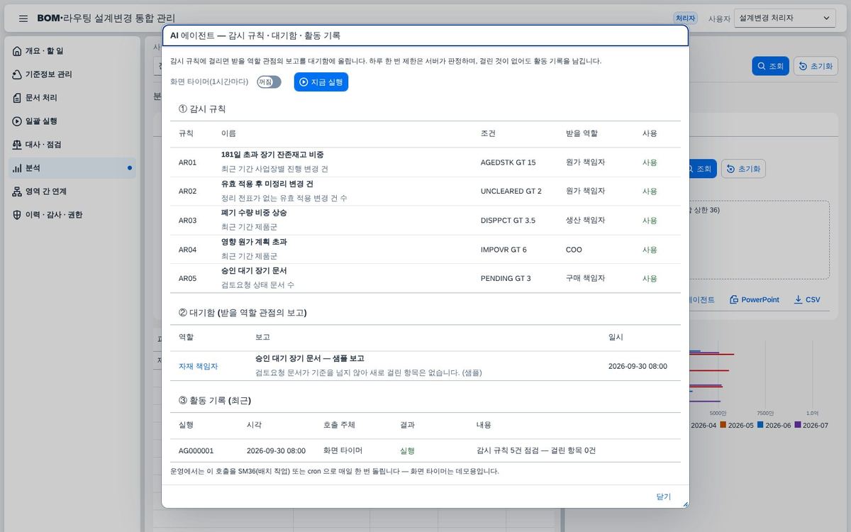 AI 에이전트 — 감시 규칙과 활동 기록