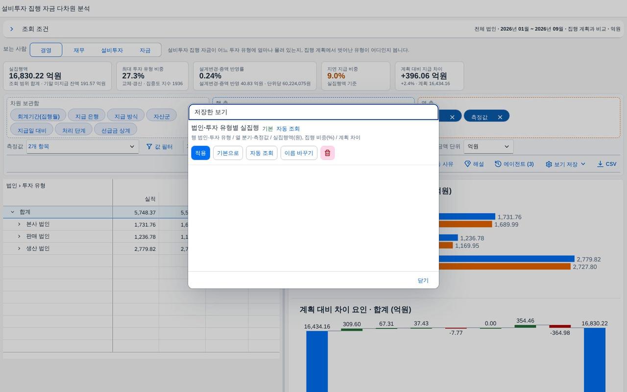 저장한 보기 관리 저장한 보기 관리