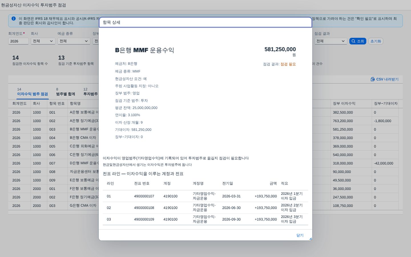 항목 상세 — 기대이자 산식의 입력값과 전표 라인 항목 상세 — 기대이자 산식의 입력값과 전표 라인