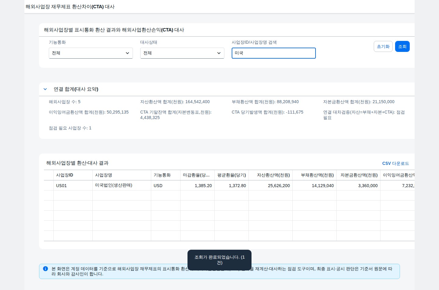 사업장명 검색어를 입력하고 Enter 키로 재조회한 화면