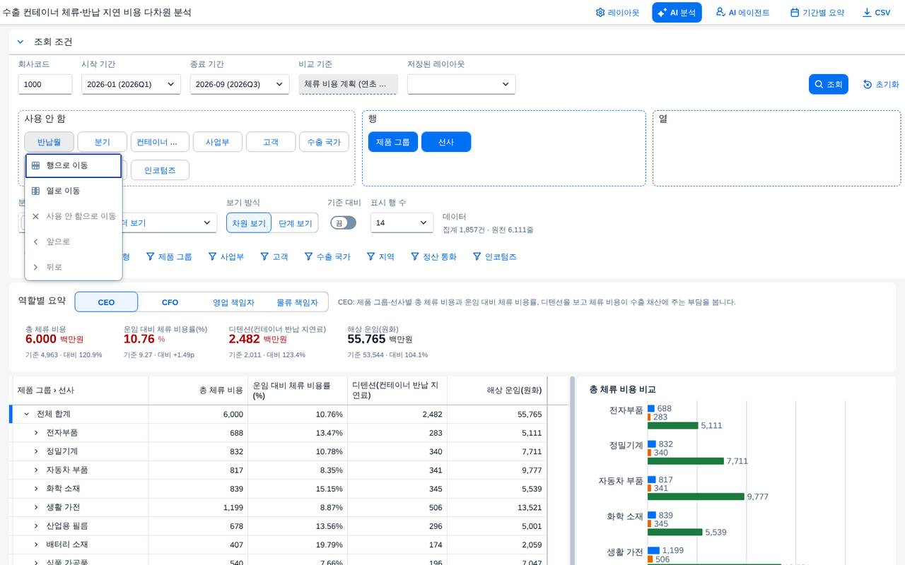 축 전환 — 차원 메뉴