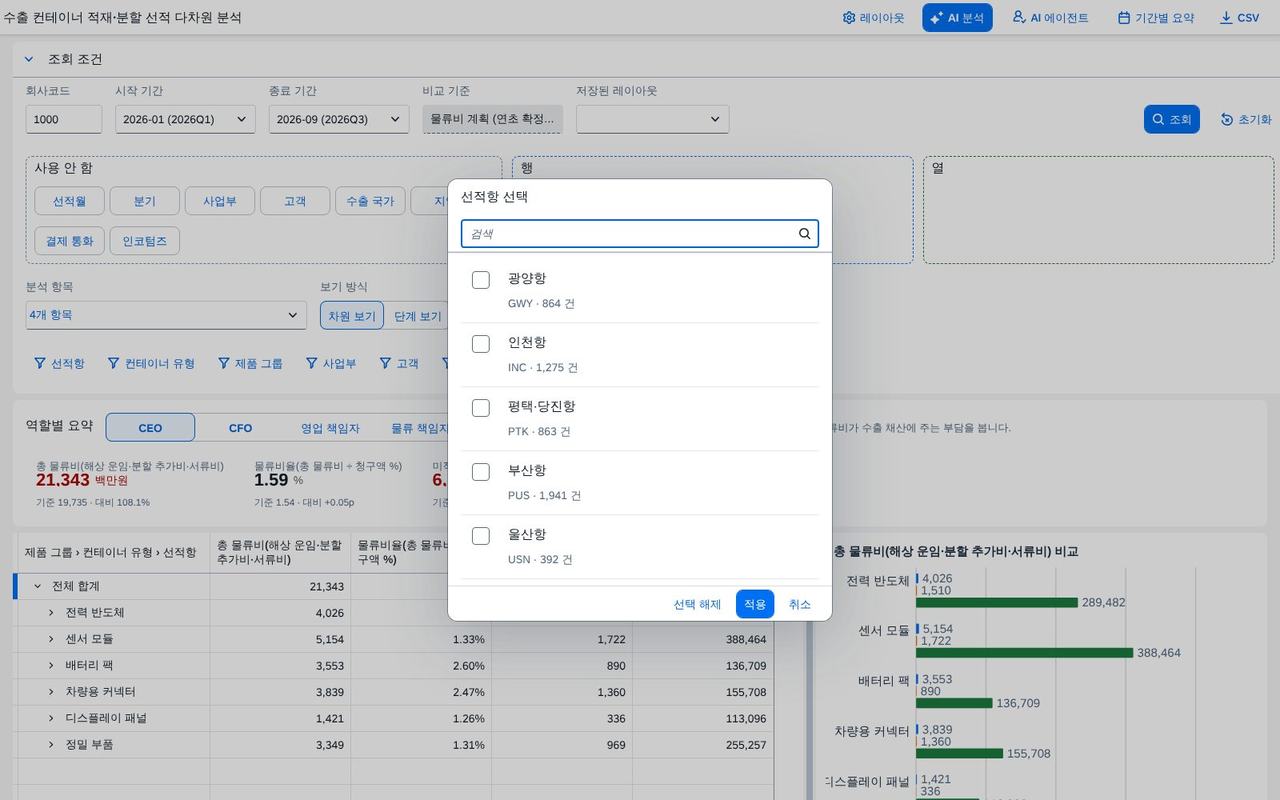 차원 값 다중 선택 차원 값 다중 선택