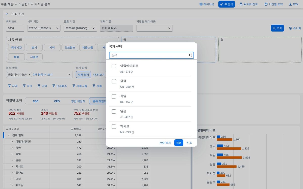 차원 값 다중 선택 차원 값 다중 선택