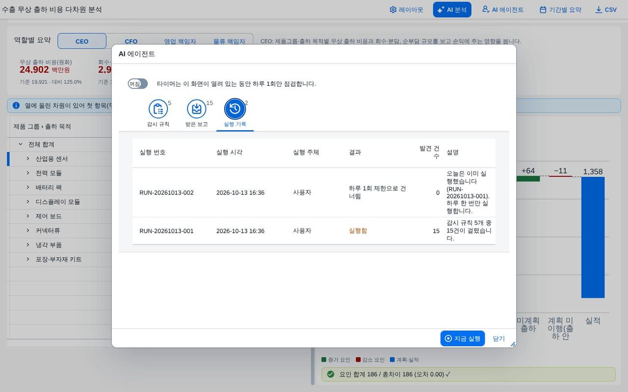 AI 에이전트 · 실행 기록 AI 에이전트 · 실행 기록