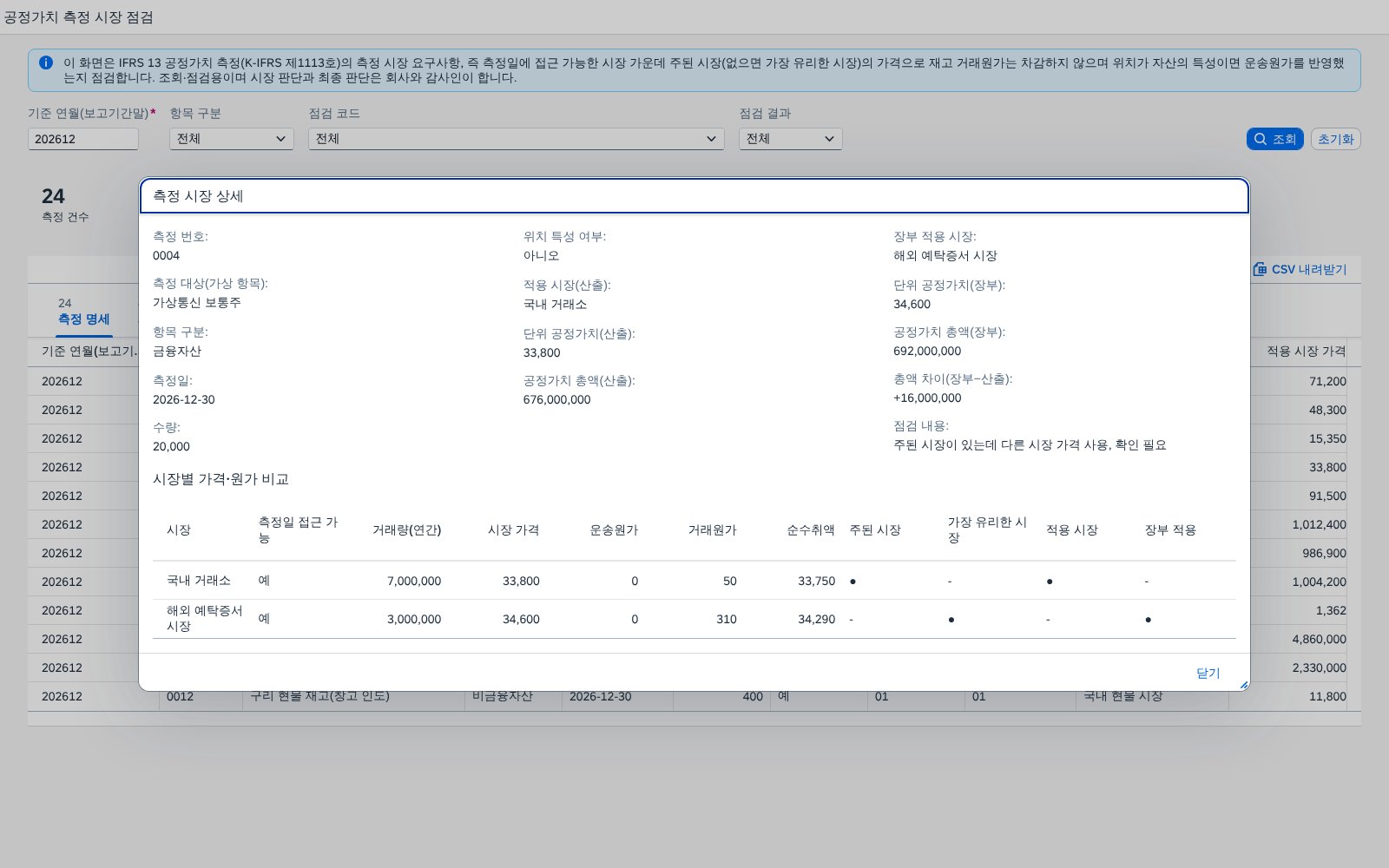 행 클릭 — 측정 시장 상세 행 클릭 — 측정 시장 상세