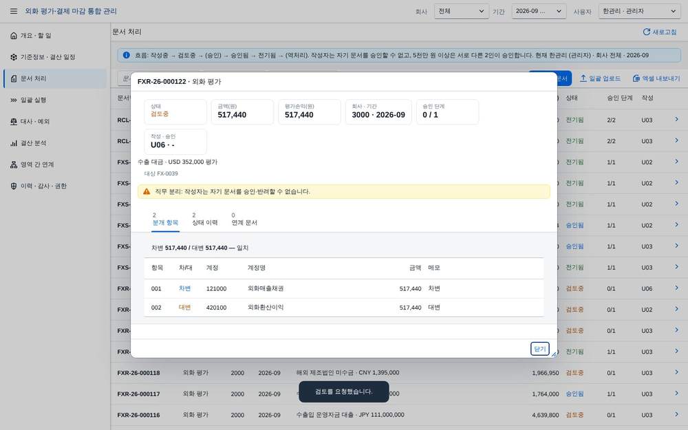 직무 분리 — 같은 사용자는 승인할 수 없다 직무 분리 — 같은 사용자는 승인할 수 없다