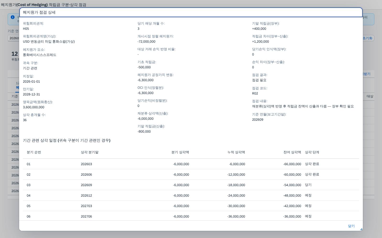위험회피관계 상세 팝업
