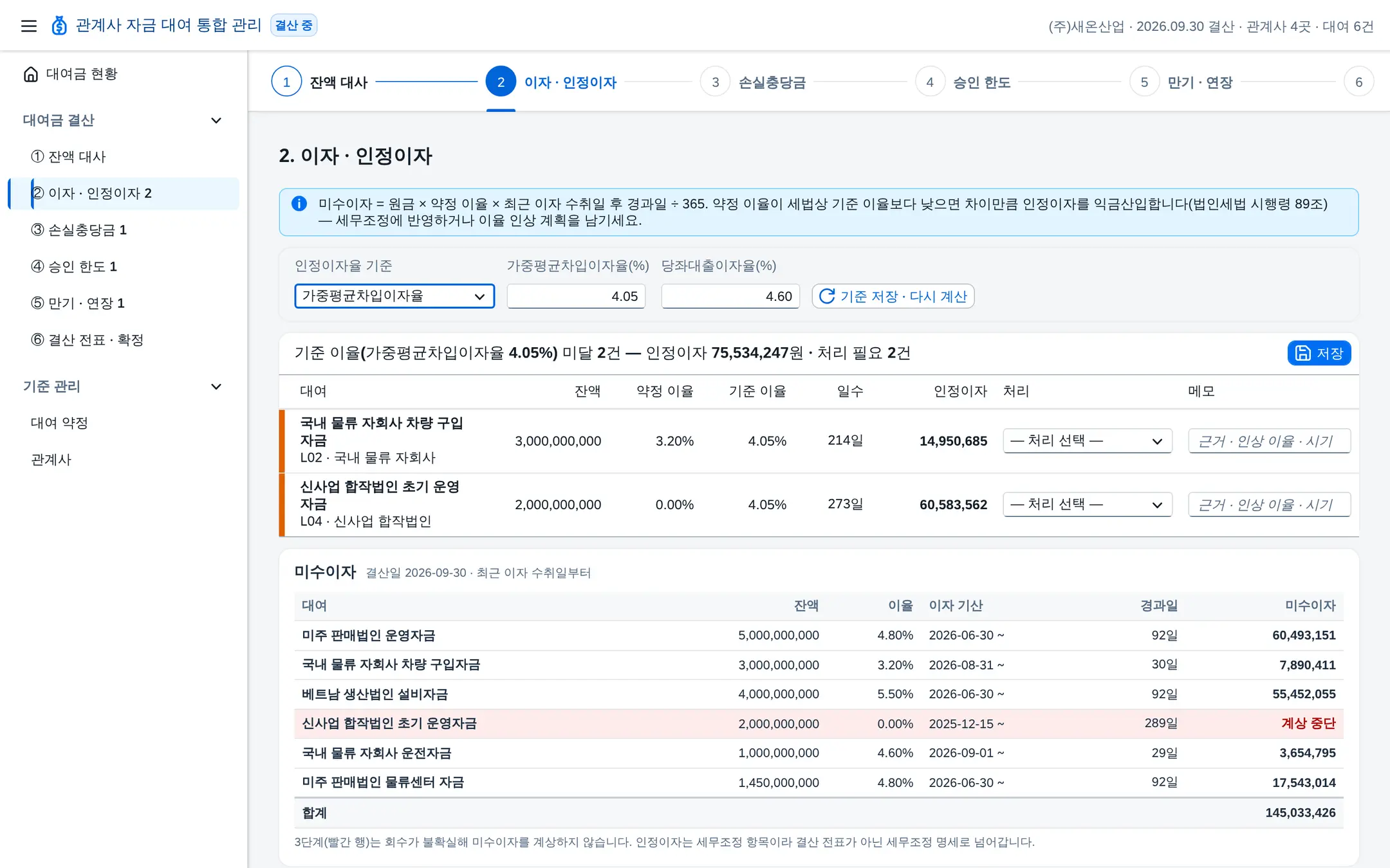 단계 ② 이자 · 인정이자