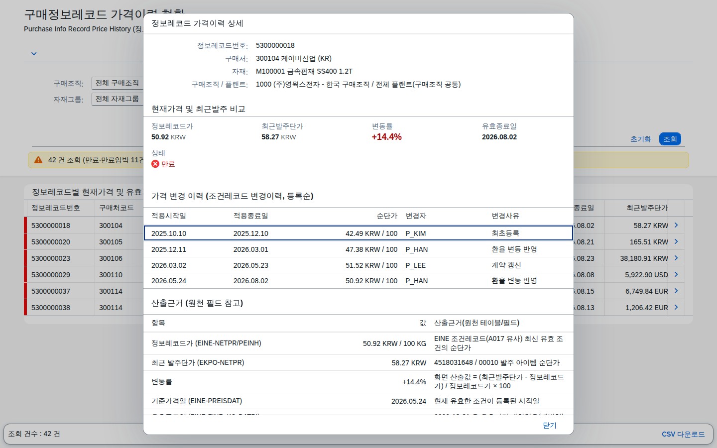 정보레코드 상세 다이얼로그