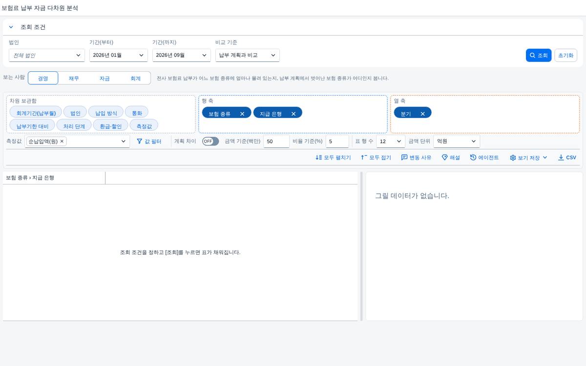 처음 열었을 때 — 조회 전의 틀