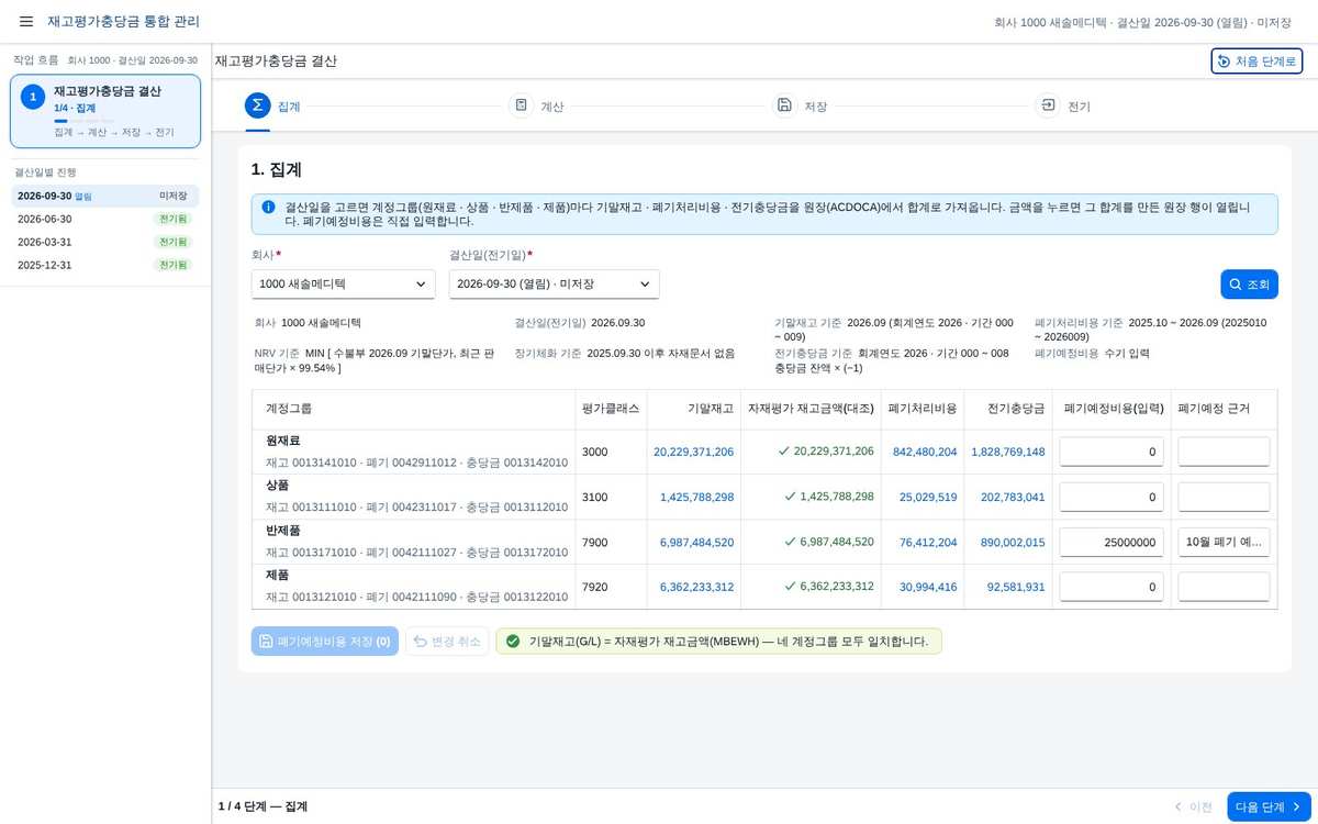 ① 집계 — 계정그룹별 원장 합계 ① 집계 — 계정그룹별 원장 합계