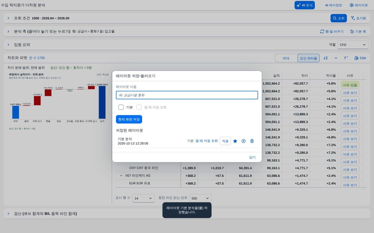 레이아웃 저장