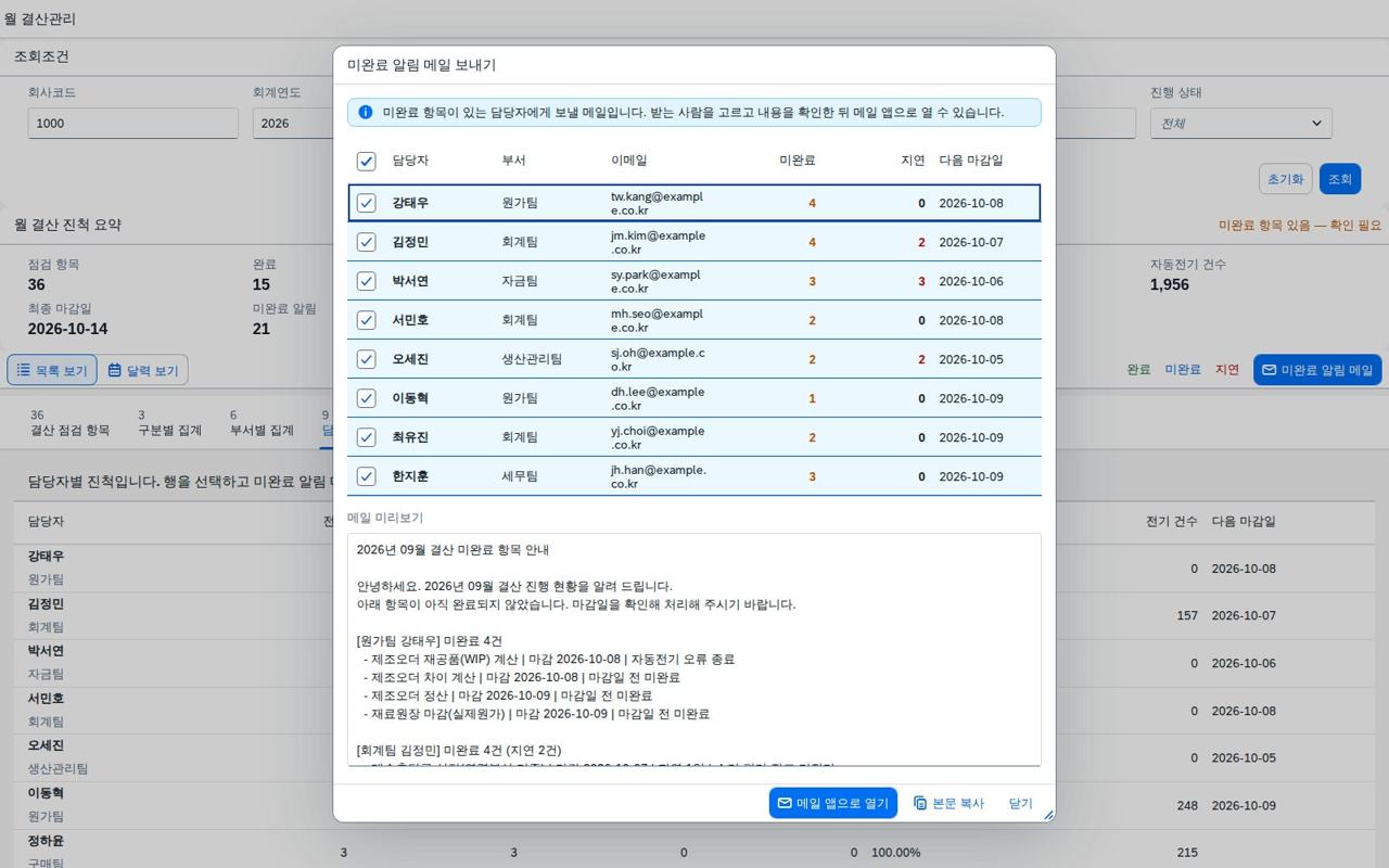 미완료 알림 메일
