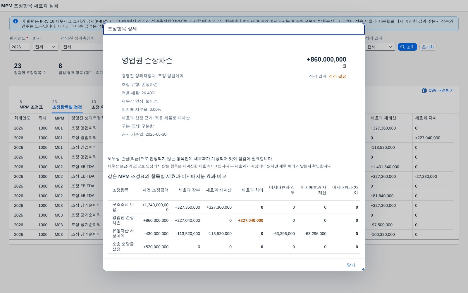 조정항목 상세 팝업 조정항목 상세 팝업