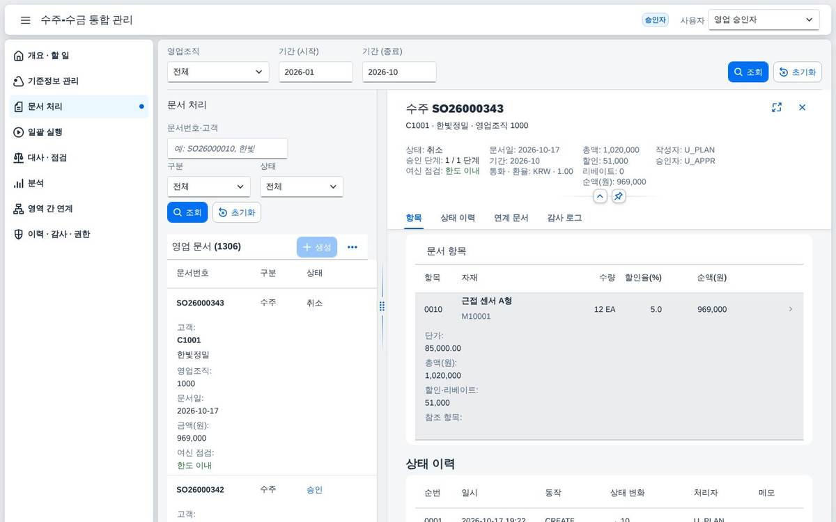 역처리 역처리 — 역처리는 원 문서를 지우지 않고 반대 문서를 만들어 연결합니다.