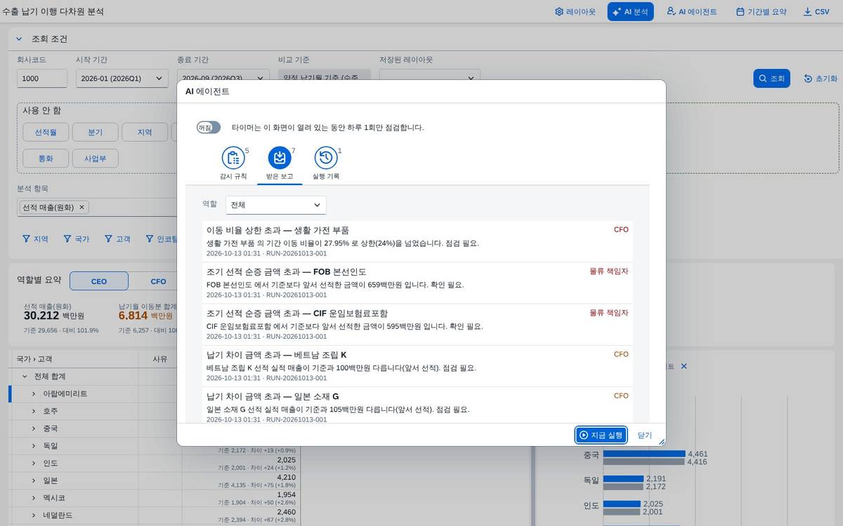 받은 보고 — 실행 후