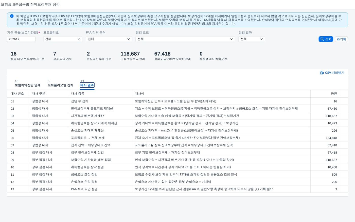대사 결과 탭