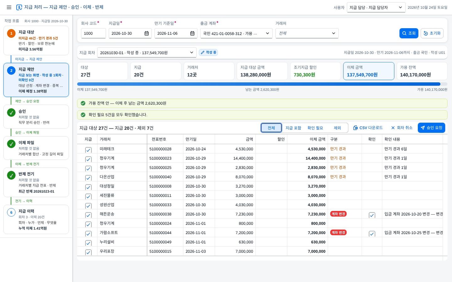지급 처리 — 지급 제안 회차 지급 처리 — 지급 제안 회차