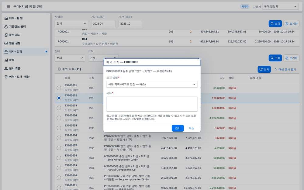 조치 다이얼로그