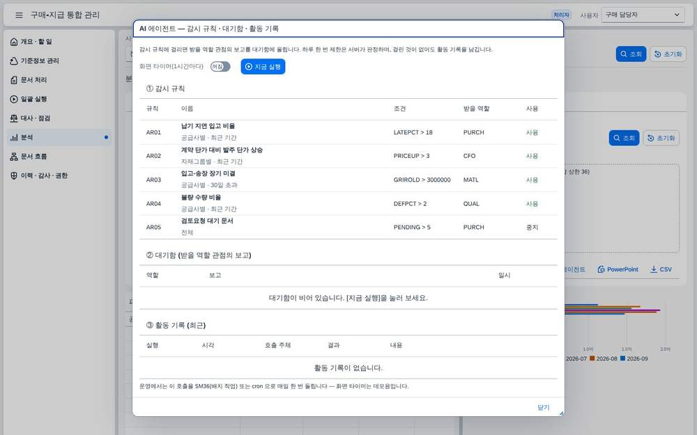 에이전트 감시 규칙 · 대기함