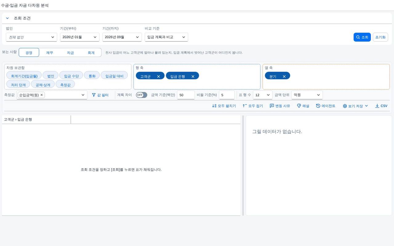 처음 열었을 때 — 조회 전 화면