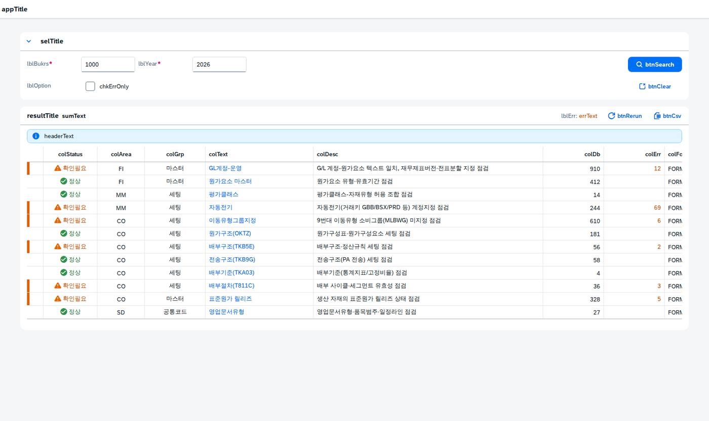 점검 항목과 오류 건수