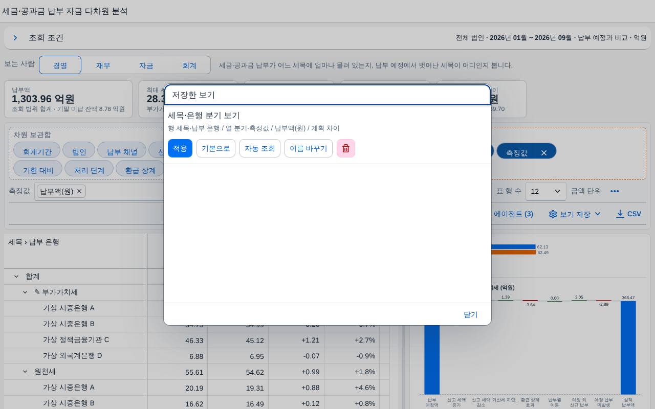 저장한 보기 관리 저장한 보기 관리