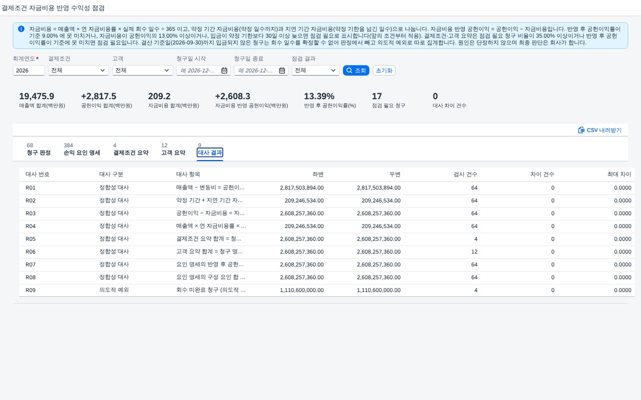 대사 결과 탭 대사 결과 탭