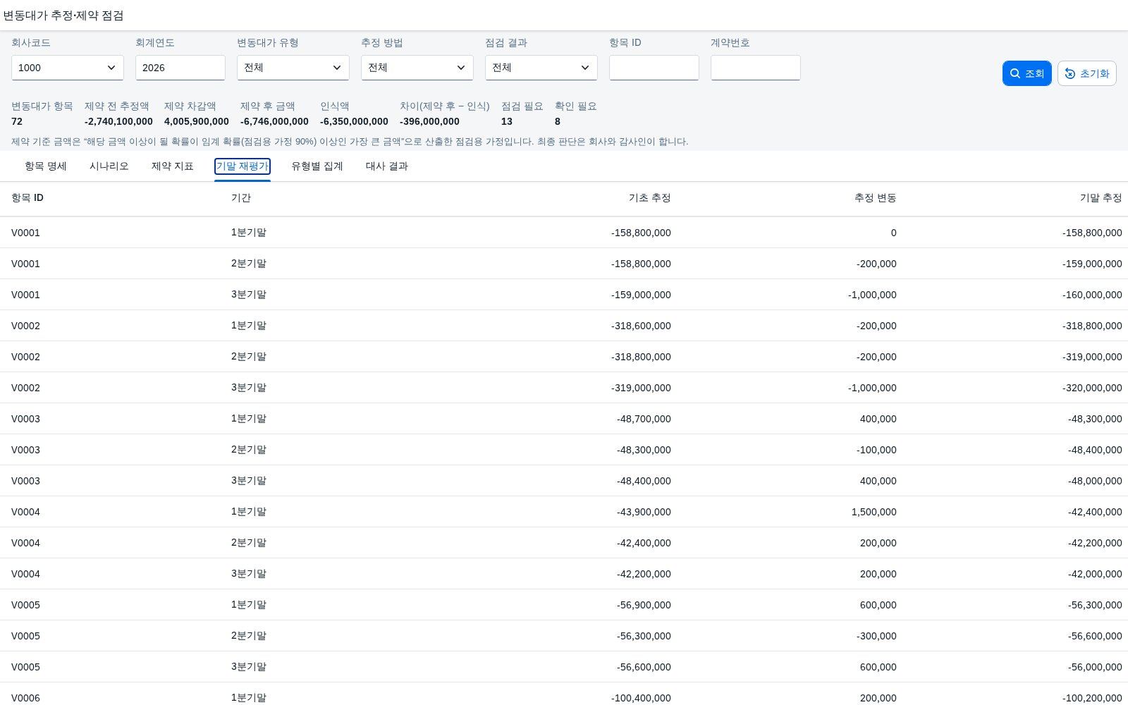 기말 재평가 탭 기말 재평가 탭