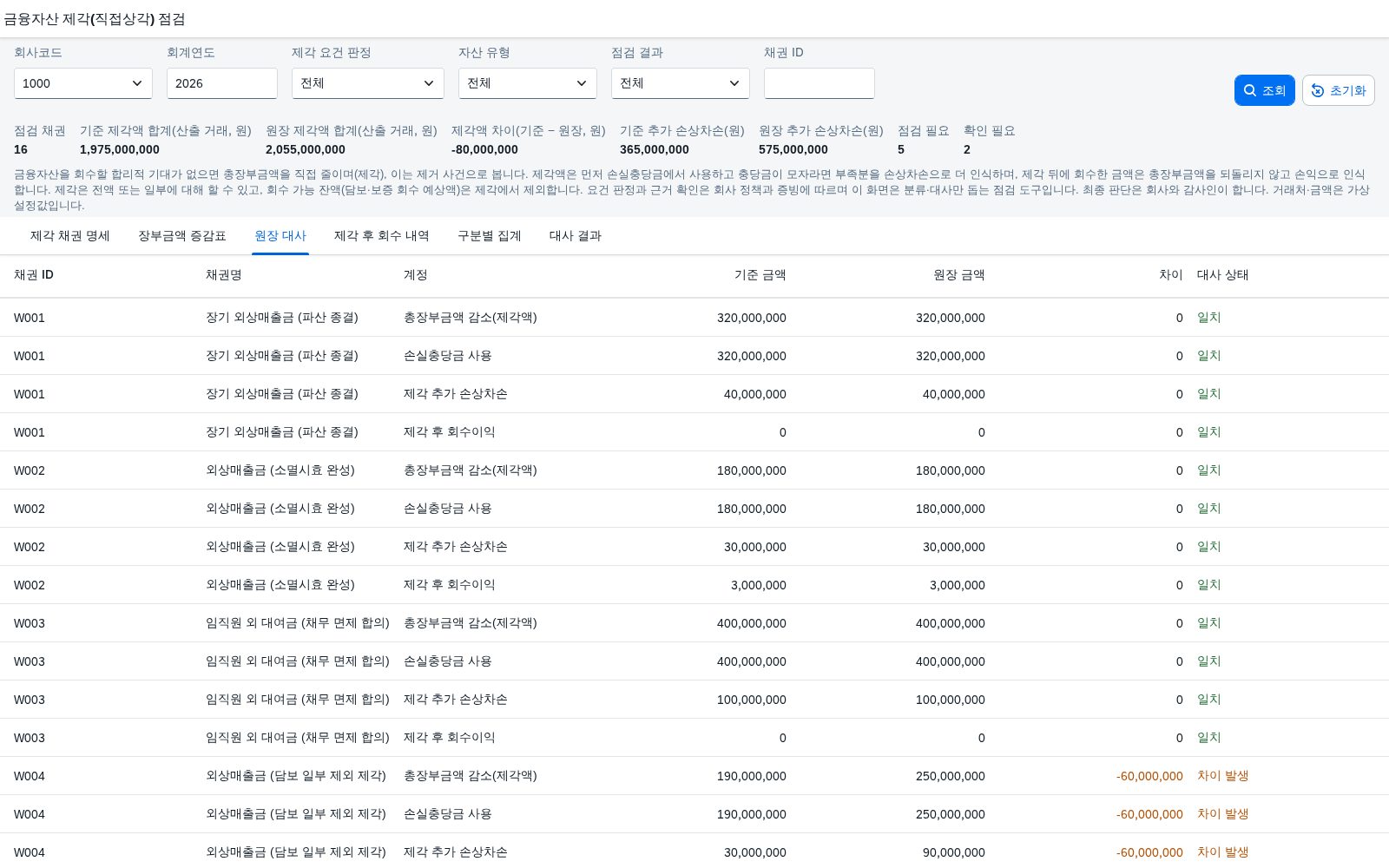 원장 대사 탭 원장 대사 탭